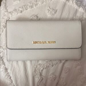 Michael Kors Cream Wallet with Gold Accents